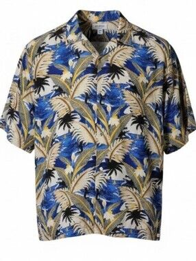 Munsingwear tropical palm leaf print button front short sleeve shirt men's XL